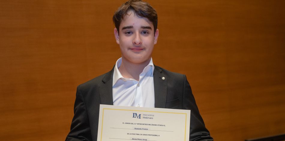 Alexis Pérez Arrúa, student of the Liceu Conservatory, awarded in the 21st Intercentros Melómano Competition