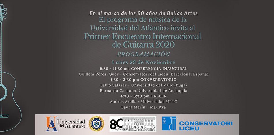 The Liceu Conservatory and the Universidad del Atlántico (Colombia) started their institutional collaboration agreement with a masterclass given by Guillem Pérez Quer, Head of the Guitar Department and professor of the Liceu Conservatory