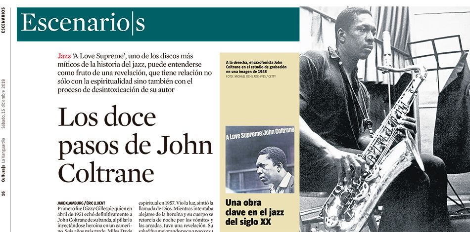 El alumno Jake Sullivan Klamburg publica un artículo en La Vanguardia sobre su investigación de Trabajo Final de Carrera, dedicado a "A Love Supreme" de John Coltrane