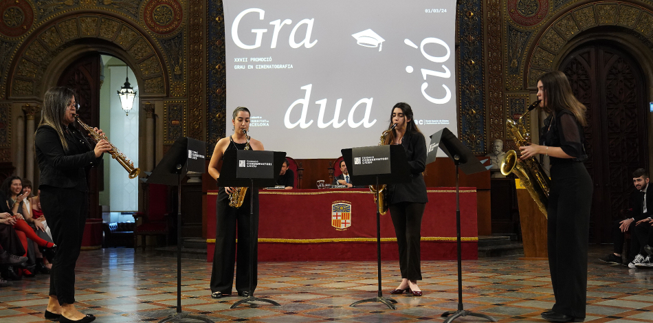 Àgora Quartet, format per alumnes del Conservatori Superior Liceu, participa en l’acte de graduació de l’ESCAC