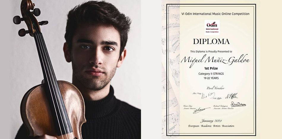 L’alumne de Violí del Centre Superior de la Fundació Conservatori Liceu Miquel Muñiz guanya el IV Odin International Music Online Competition