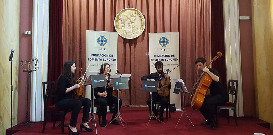Concert del Dia d’Europa al Reial Cercle Artístic de Barcelona, a càrrec d’alumnes del Centre Superior de Música Liceu : actuació Quartet de Corda